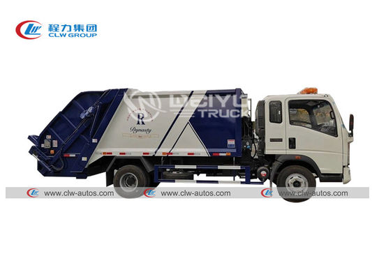 HOWO Cummins Engine Carbon Steel Sanitation Compactor Garbage Truck 4mm 8cbm