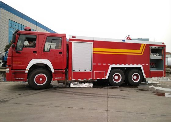 Howo 6 X 4 10 Wheel Large Fire Truck , Fire Service Truck For Factory