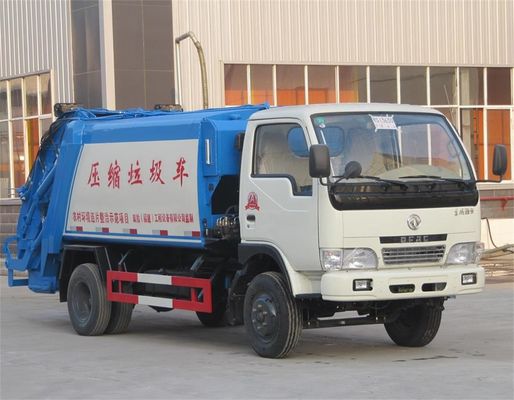 Self Compress Side Loader Waste Truck , 6CBM Rubbish Compactor Truck