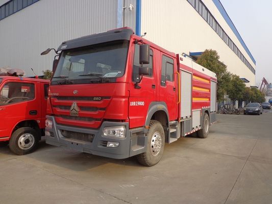 Emergency Rescue Fire Truck , HOWO 8 Tons Foam Fire Truck Good Performance