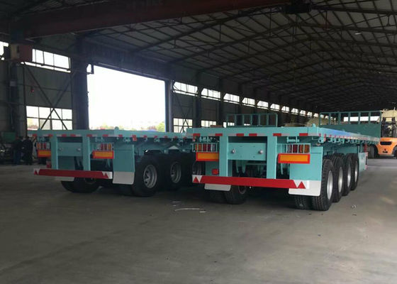 3 Axle Flatbed Tanks Trucks And Trailers 40ft Container Semi Trailer 40t / 50t Double Tires