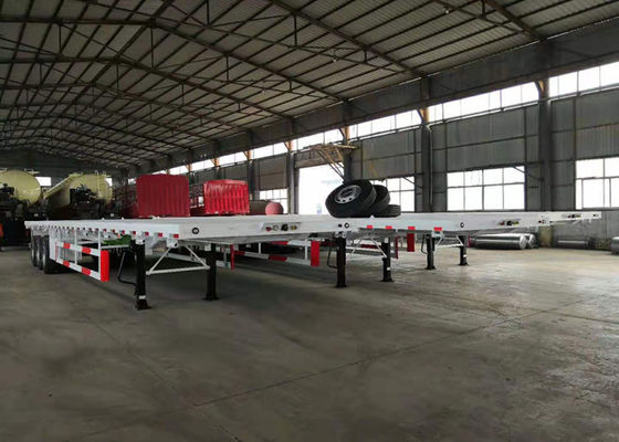 3 Axle Flatbed Tanks Trucks And Trailers 40ft Container Semi Trailer 40t / 50t Double Tires