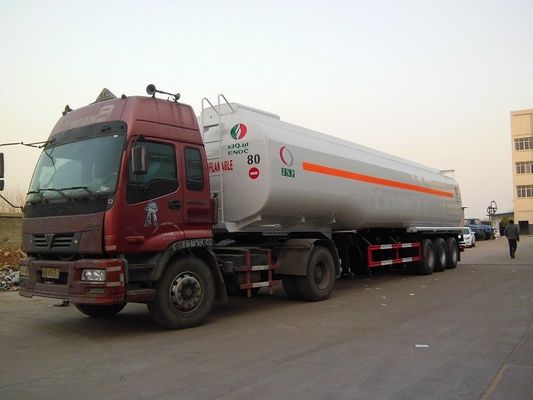45000 Liters 3 Axle Fuel Delivery Truck Trailer , 45 Tons Fuel Tank Semi Trailer