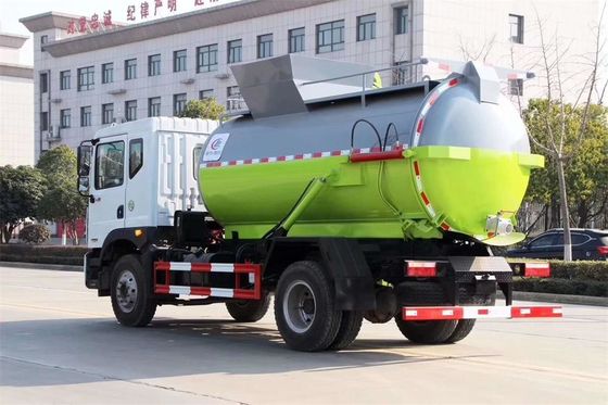 Cylinder Shape Container Garbage Truck , Diesel Engine Garbage Collection Truck
